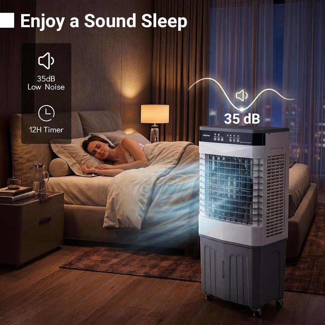 COSTWAY Luftkühler mit Wasserkühlung, mobile Klimaanlage ohne abluftschlauch leise, Kühlventilator m
