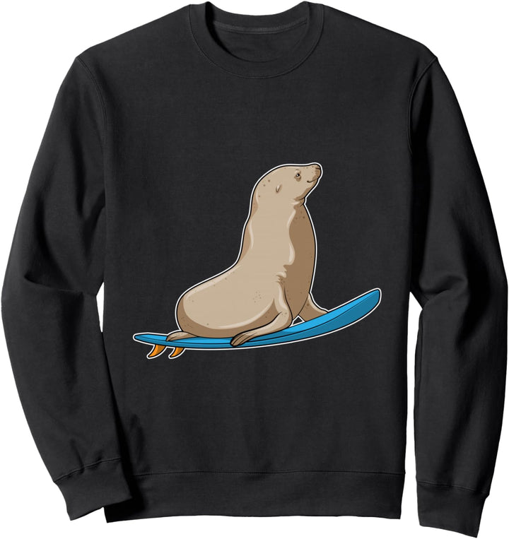 Seehund Surfer Surfbrett Wassersport Sweatshirt