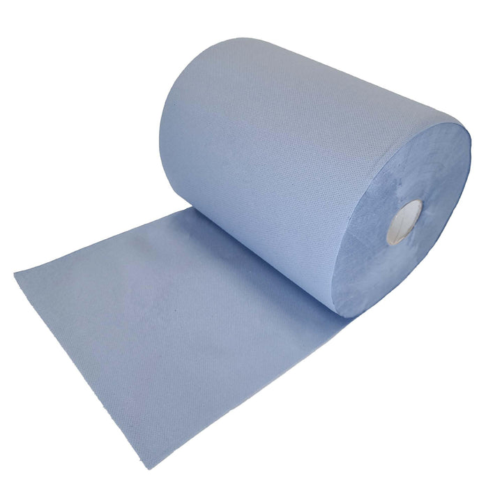 tecuro Doppelpack Putztuchrolle Putzpapier 2-lagig Ø 33 x 36 cm, 500 Blatt/Rolle, blau