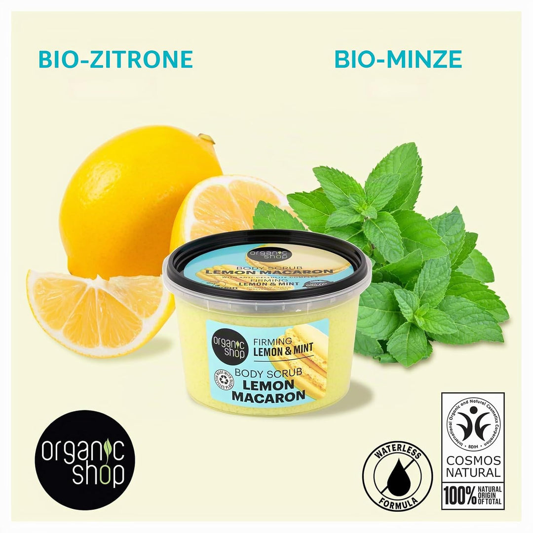 Organic Shop Firming Body Scrub Lemon & Mint (250 ml) - Anti-Cellulite, Anti-Aging - Körperpeeling -