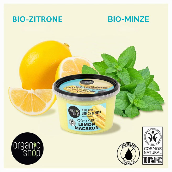 Organic Shop Firming Body Scrub Lemon & Mint (250 ml) - Anti-Cellulite, Anti-Aging - Körperpeeling -