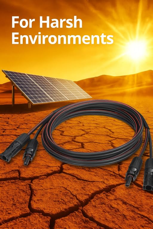 Valemo Solarkabel mit Crimschlüsselschlüssel, Solarpanel Verlängerungskabel, 20-Fuss 12AWG oder 6M 4