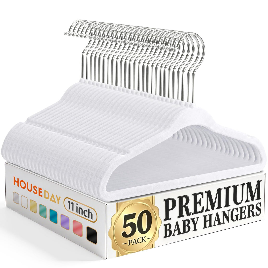 House Day Samt-Baby-Kleiderbügel, 27,9 cm, Weiss, Premium-Kinder-Kleiderbügel für Kinder, Säuglings-