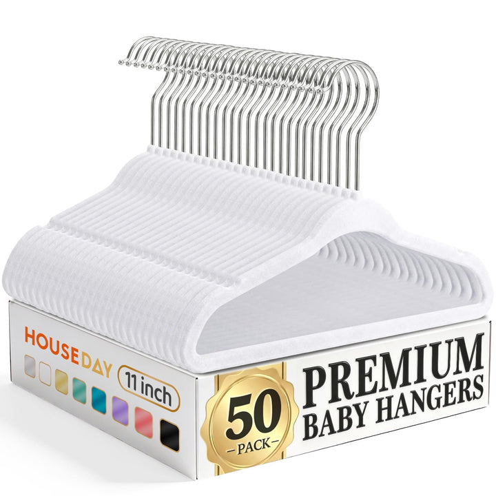 House Day Samt-Baby-Kleiderbügel, 27,9 cm, Weiss, Premium-Kinder-Kleiderbügel für Kinder, Säuglings-