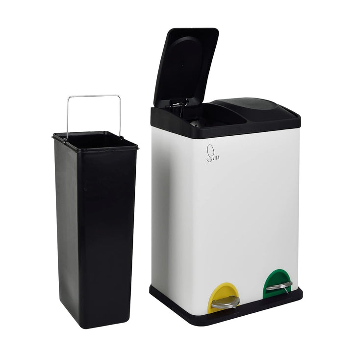 SVITA TC2X20 Küchen-Eimer 40Liter Fassungsvermögen 2x20L Abfalleimer 2er-Mülleimer Mülltrennung Tret