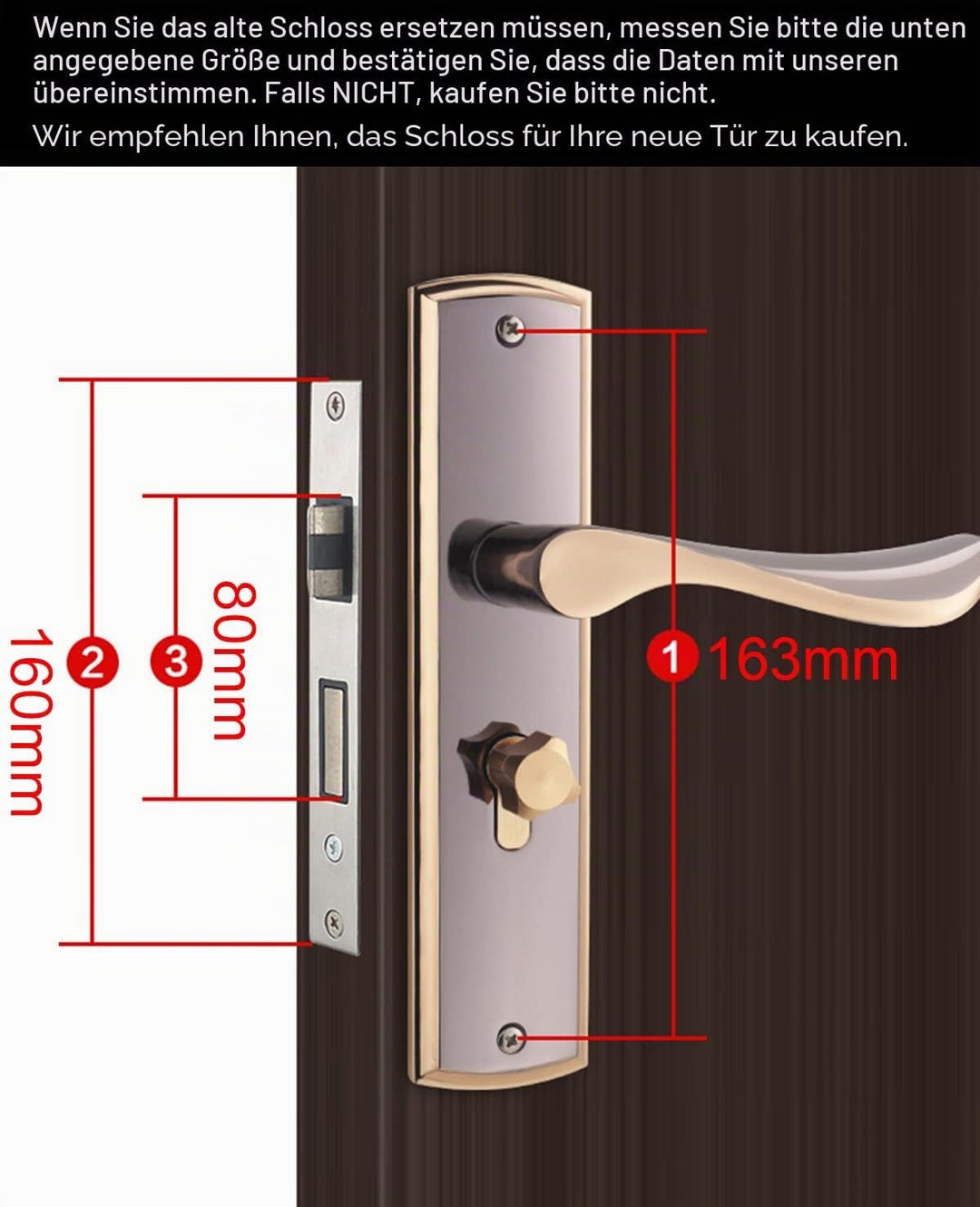 Qrity Türgriffschloss Hebelschloss aus Zinklegierung, modernes Türgriffset, diebstahlsicheres Türheb