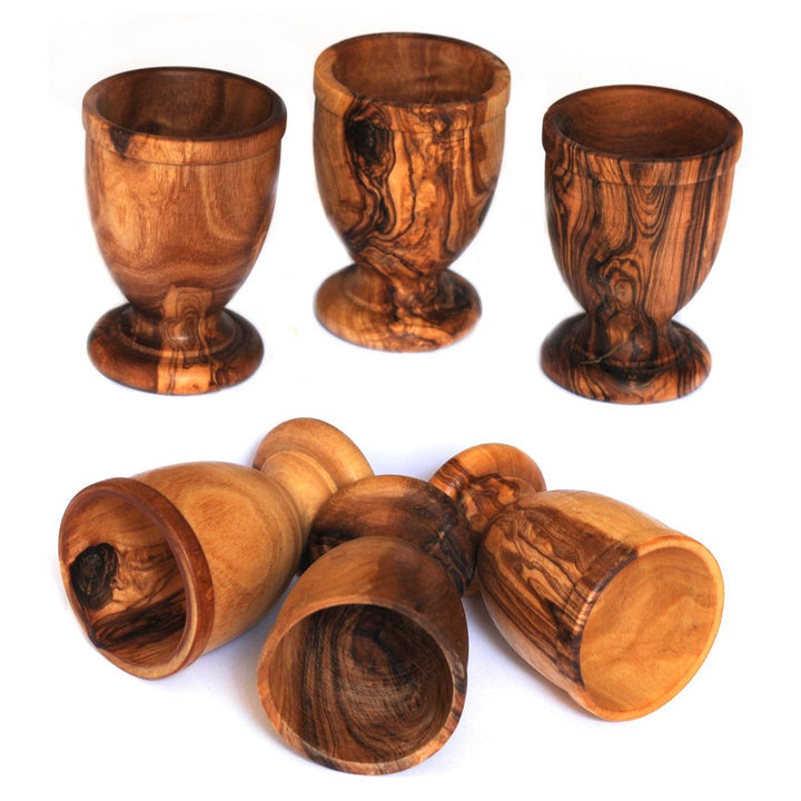 EIERBECHER-SET AUS OLIVENHOLZ von Mastro Leonardo (6 Stück) - Handarbeit aus Italien