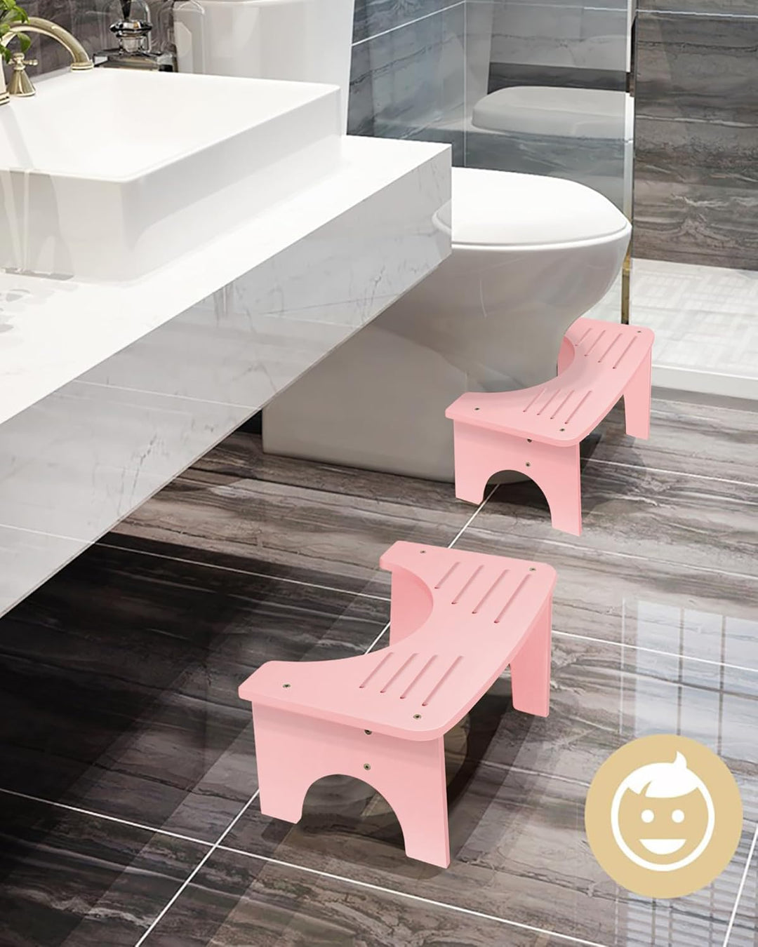 RayLove Physiologischer Toilettenhocker aus Bambus – WC-Trittbrett aus Holz – 35 Grad strapazierfähi