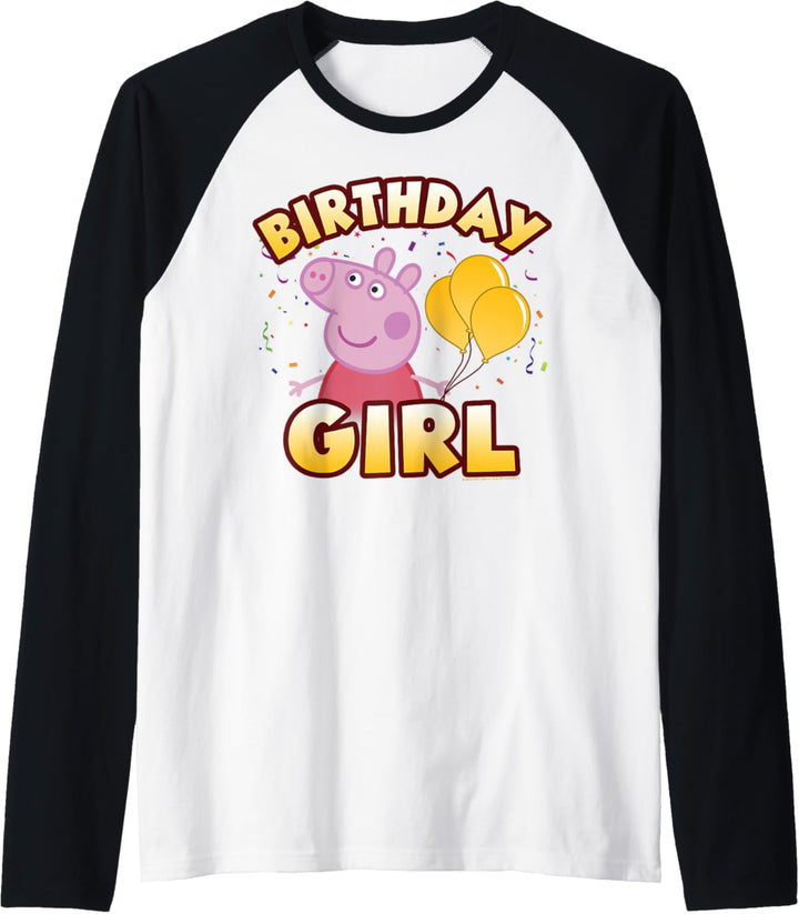 Peppa Pig Birthday Girl Confetti Celebration Raglan