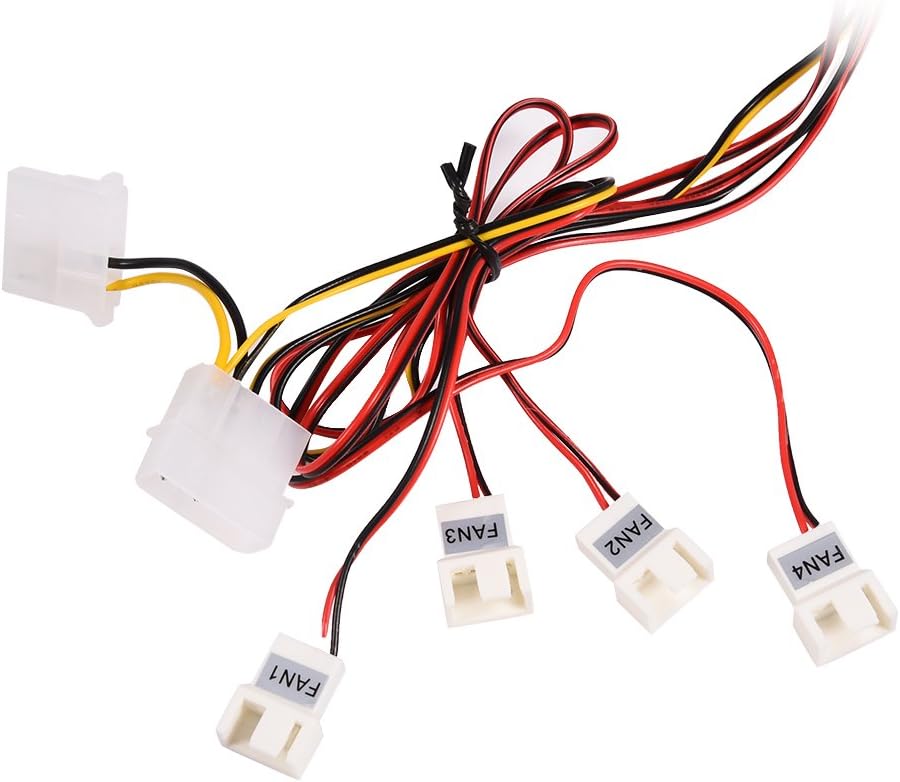 Richer-R Lüfter-Controller, 4-Kanal Lüftergeschwindigkeit Regler Kontroller Lüftersteuerung,3Pin+4Pi