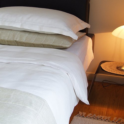 LinenMe Bettbezug Grauweiss mit Hohlsaum, Weiss, 135 x 210 cm, 135 x 210 cm