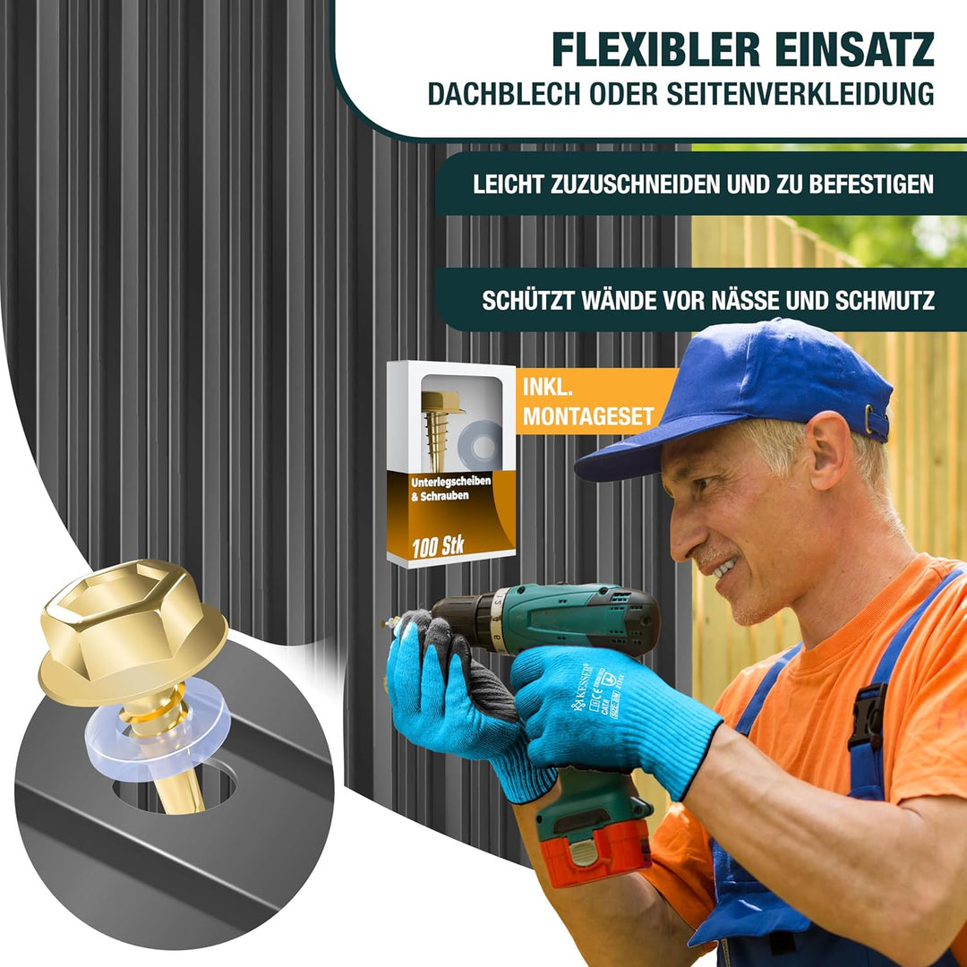 KESSER® 12x Profilblech Trapezblech 129cm x 45cm = 7 m² - Dachblech für Gerätehaus, Dachplatten Verz