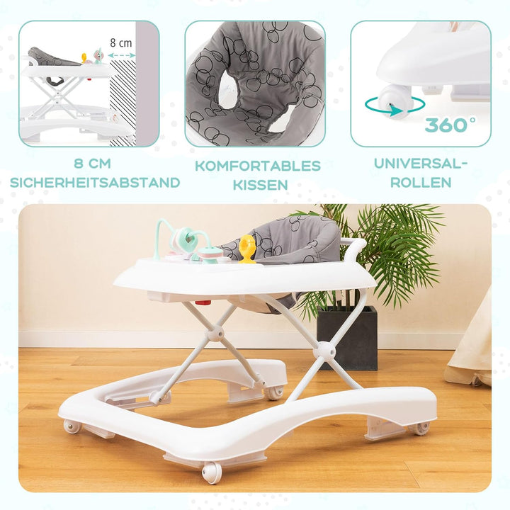 GOPLUS Baby Walker, 2 in 1 Lauflernhilfe & Schiebewagen mit Rädern, Überrollschutz, Verstellbaren Hö