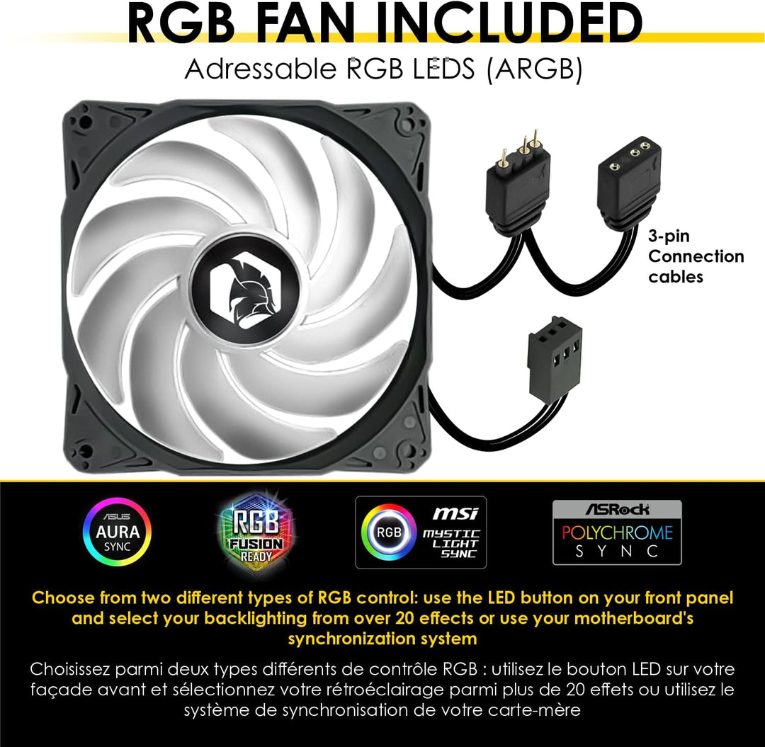 EMPIRE GAMING - PC-Gehäuse Gamer Ruby – ARGB Mittelgrosser Tower ATX, MATX, ITX – Netzblende – Seite