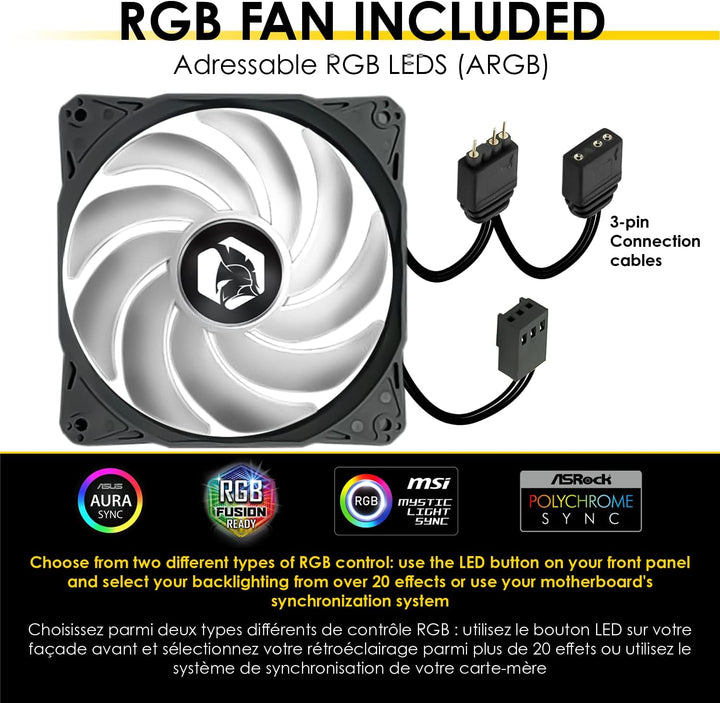 EMPIRE GAMING - PC-Gehäuse Gamer Ruby – ARGB Mittelgrosser Tower ATX, MATX, ITX – Netzblende – Seite