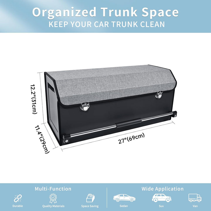 Auto Kofferraum Organizer, Wasserdichte Leder Auto Kofferraumtasche mit Deckel und Stabilem Griff, 6