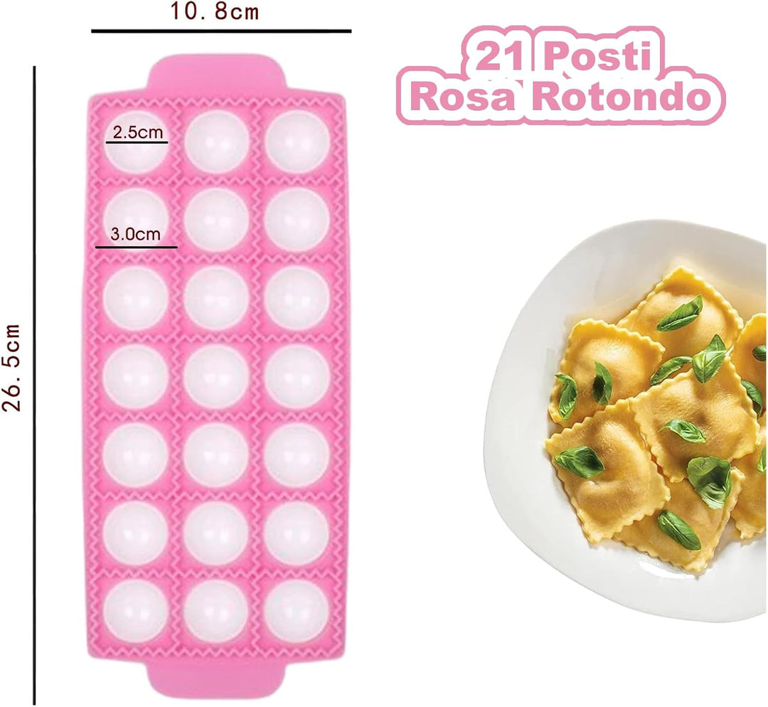 Form Ravioli, 2 Stück, quadratisch und rund, 21 Plätze, Gelb | Kunststoff, wiederverwendbar, leicht
