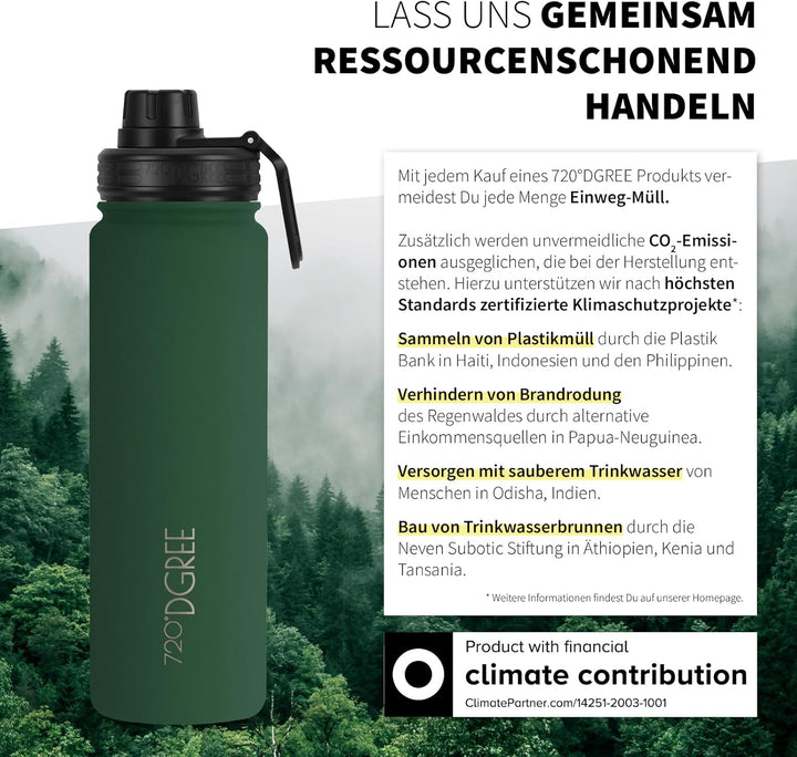 720°DGREE Edelstahl Thermo Trinkflasche 710ml “noLimit” +Früchtebehälter - Auslaufsicher, Kohlensäur