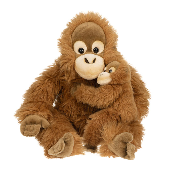 Uni-Toys - Orang-Utan mit Baby, sitzend - 30 cm (Höhe) - Plüsch-AFFE - Plüschtier, Kuscheltier Orang