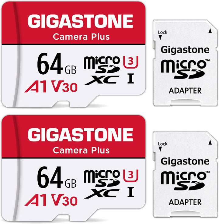 Gigastone Kamera Plus 64GB MicroSDXC Speicherkarte 2er-Pack + SD Adapter, für Action-Kamera und Droh