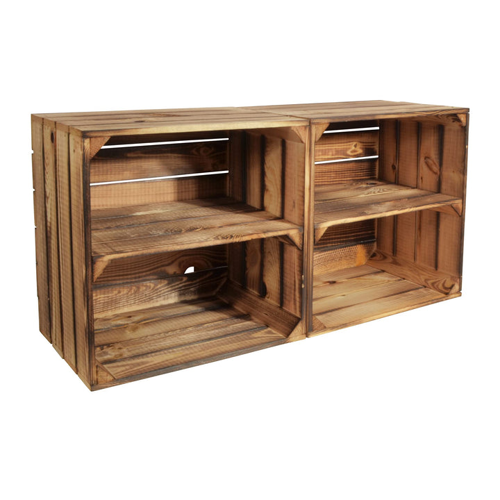 CHICCIE 2 Set Weinregal Wino aus Holz - Geflammt 1x Regal Holzkiste 2 1x Geflammt Regal, 2 1x Geflam