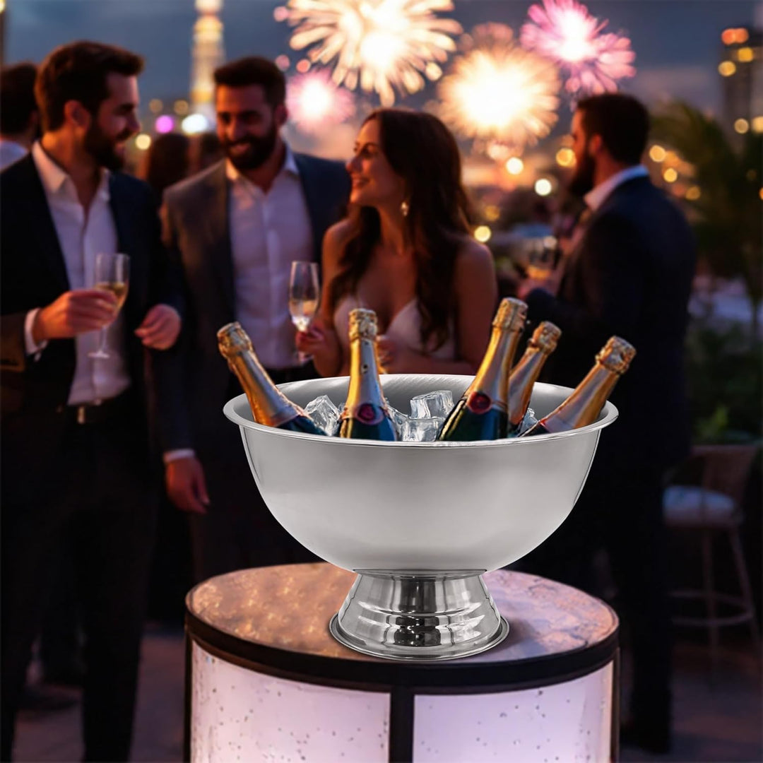 Spetebo Edelstahl Champagnerschale im edlen Design - 40 cm - Sektkühler für bis zu 6 Flaschen - Getr