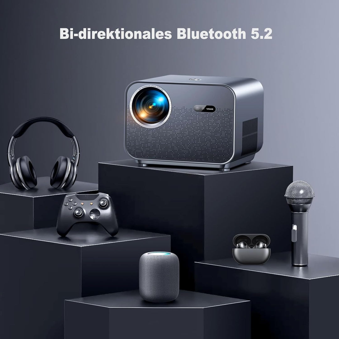 VGKE Smart Beamer 4k Heimkino, [Netflix Offizieller ＆ Autofokus] 30000 Lumen Full HD 1080p WiFi6 Blu