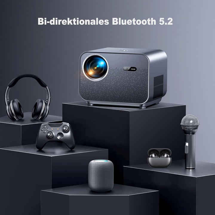 VGKE Smart Beamer 4k Heimkino, [Netflix Offizieller ＆ Autofokus] 30000 Lumen Full HD 1080p WiFi6 Blu