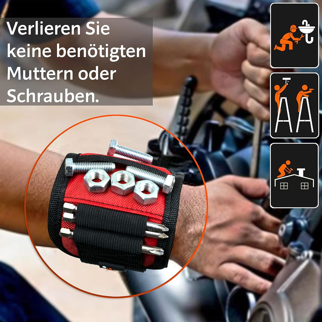 Geschenke für Männer, Magnetarmband Handwerker 2024 inkl. Magnetstab und Bleistift zum Halten von Sc