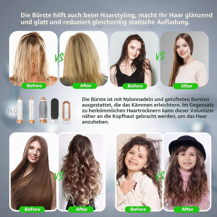 Airstyler 5 in 1 Hair Styler 1000W Warmluftbürste Set mit Auto Lockenstäbe,1000W Haartrockner Air br