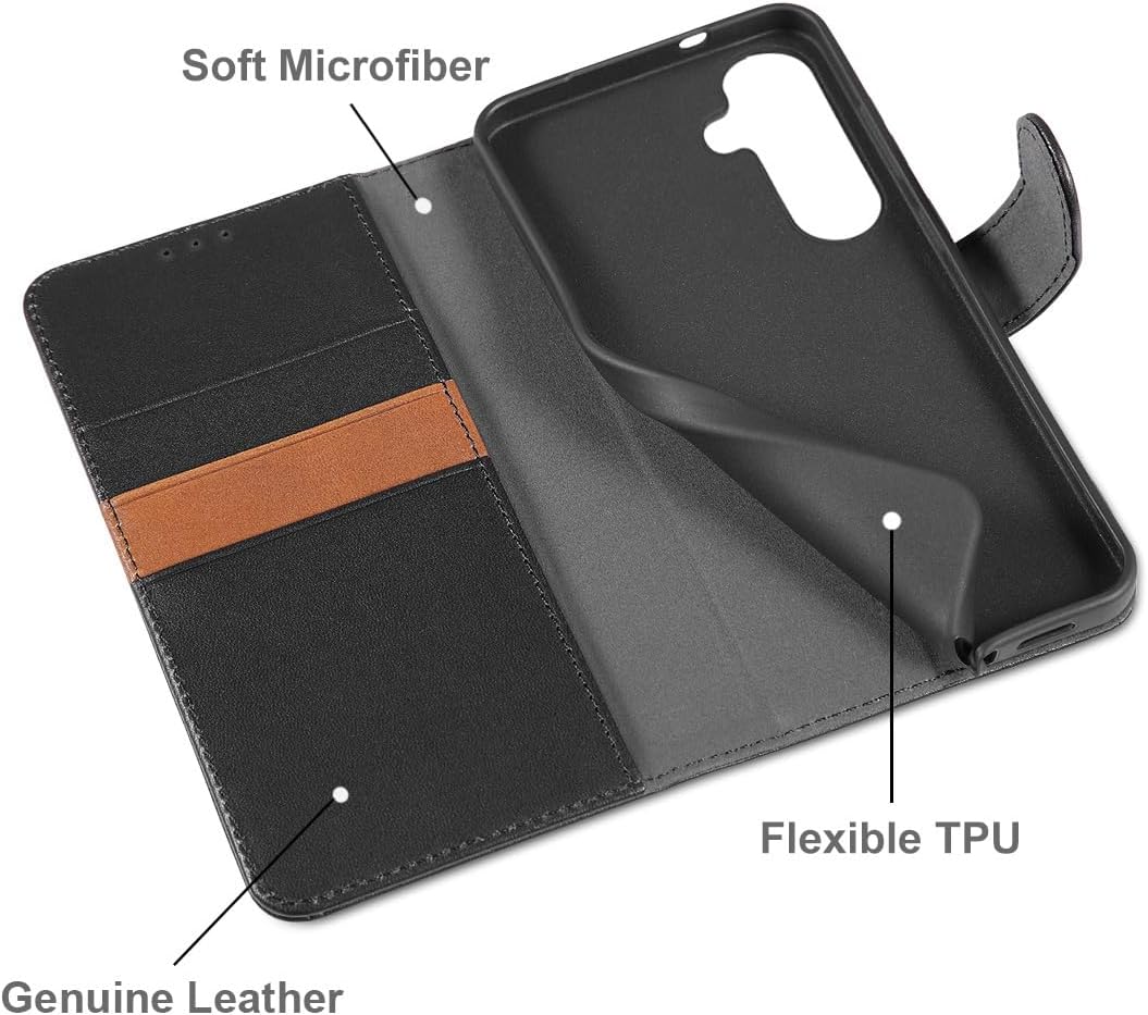 LENSUN Echtleder Hülle für Samsung Galaxy S26 Plus, Handyhülle [Echtes Leder][Kartenfach][RFID Schut