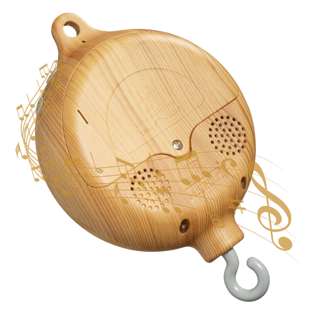 Baby Mobile Spieluhr Music Box Bettglocke,Holzoptik Kinderbett Mobile Motor Baby Spieluhr Spinner Mo