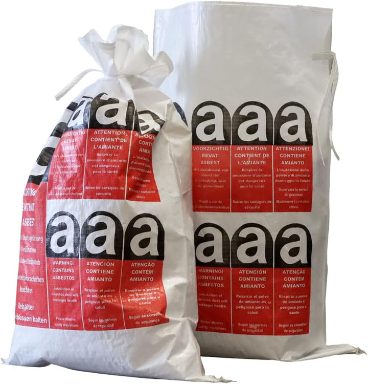 Lacers Big Bags | PP Gewebesack Asbest | 70x110cm | Beschichtet, mit Warndruck Asbest | Verschlussba