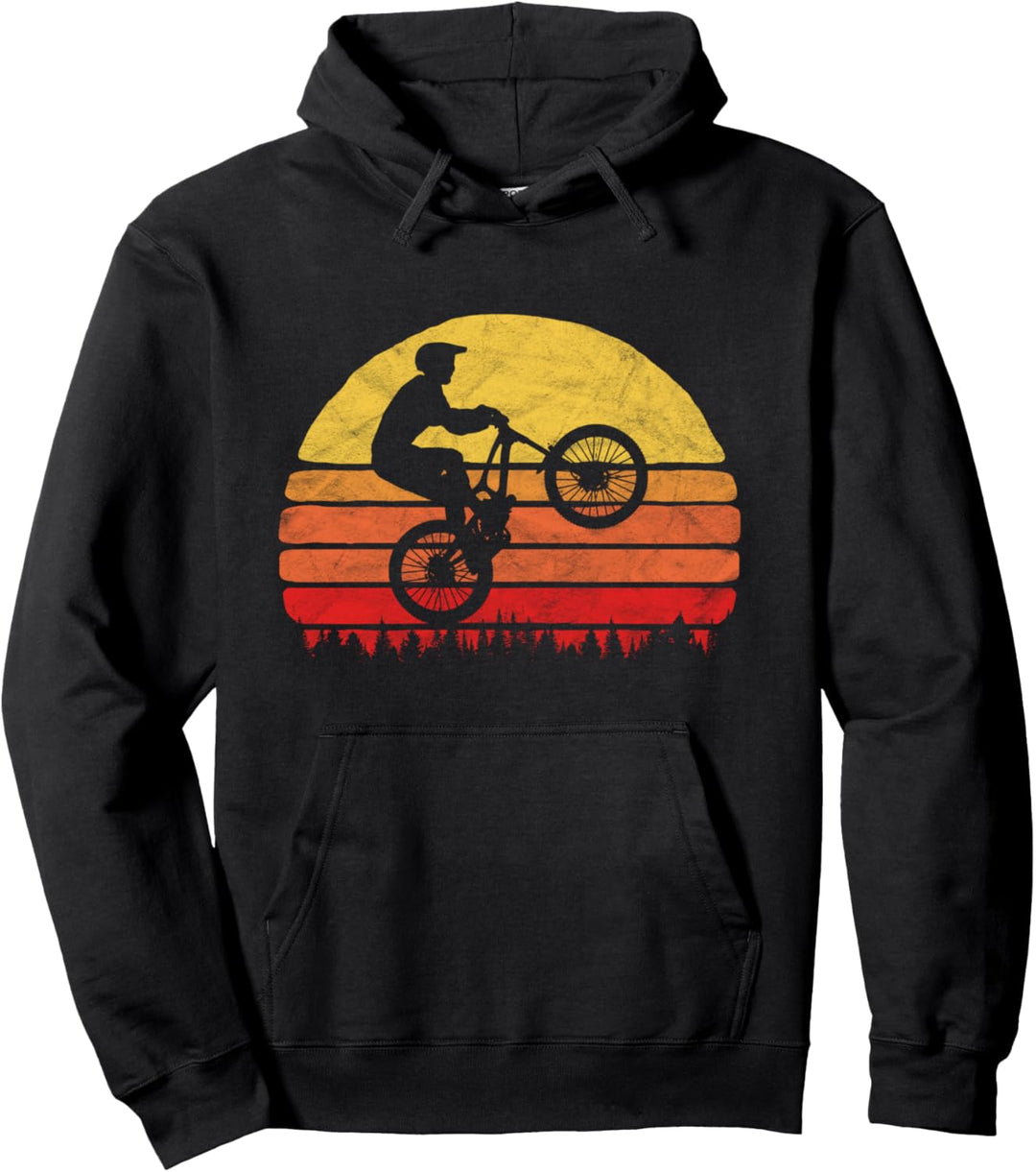 Vintage Mountain Bike & Sun Retro MTB 80s Vibe Jump Pullover Hoodie