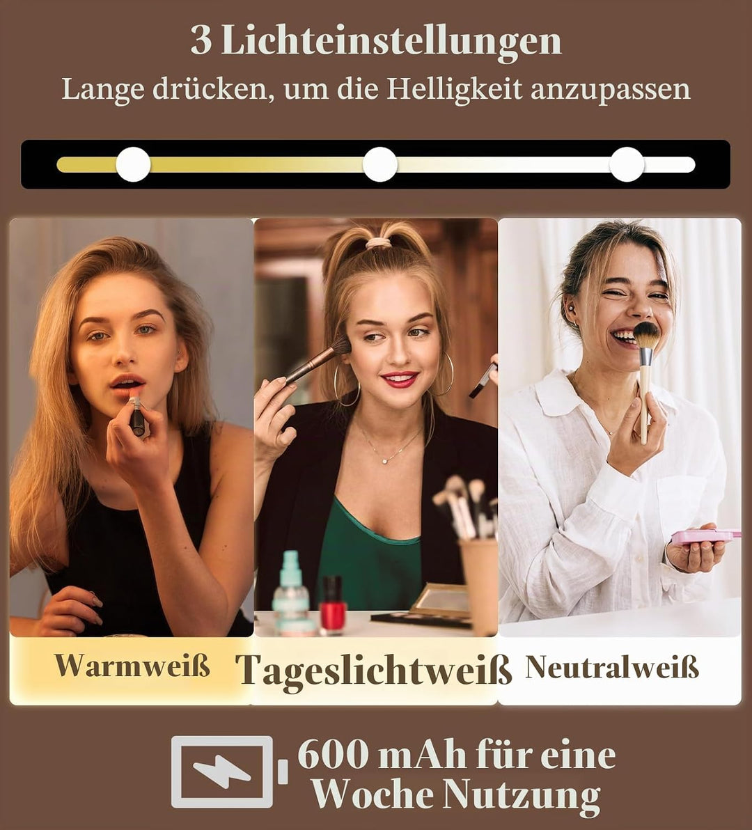 Luxspire Make-up-Koffer, Kosmetikkoffer mit abnehmbarem beleuchteten Spiegel, tragbare Kosmetiktasch