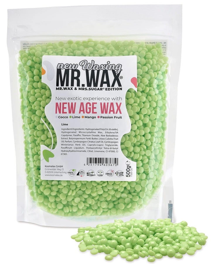 Mr. Wax New Age Waxing Lime Wachsperlen für Haarentfernung, Waxing Warmwachs Perlen, Enthaarung Auge