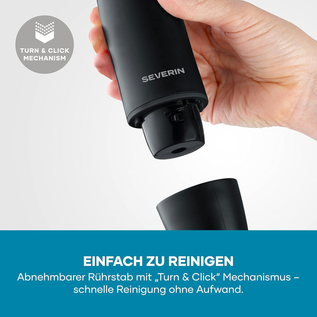 Severin Stabmixer zum Pürieren und Zerkleinern, Mixstab, abnehmbarer Mixfuss, Turbotaste, 2-Klingen-