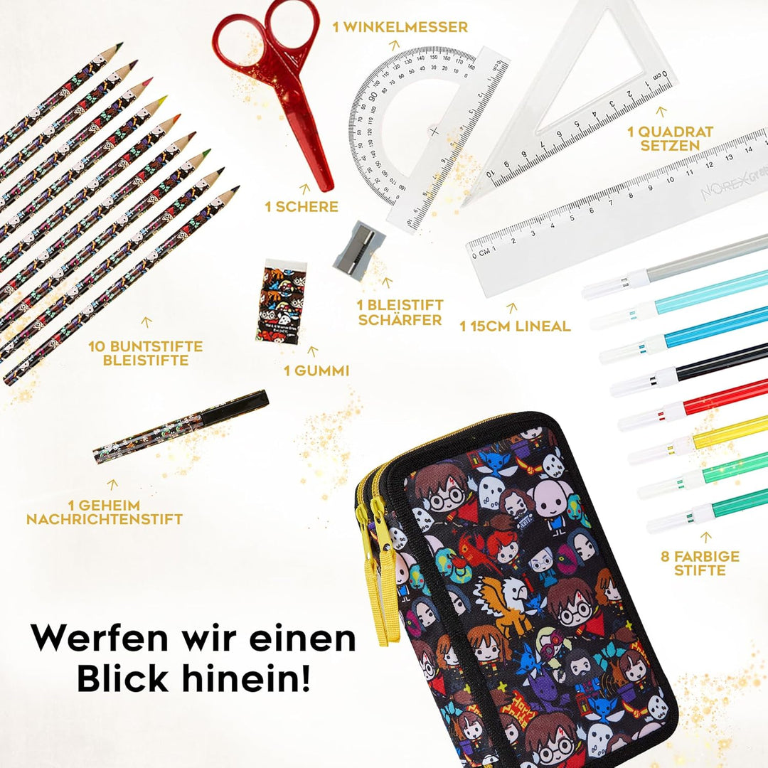Harry Potter Federmäppchen, Kollektion von Schule Zubehör, Polyester Etui, 1 Stück Federpenal, 2-Fac