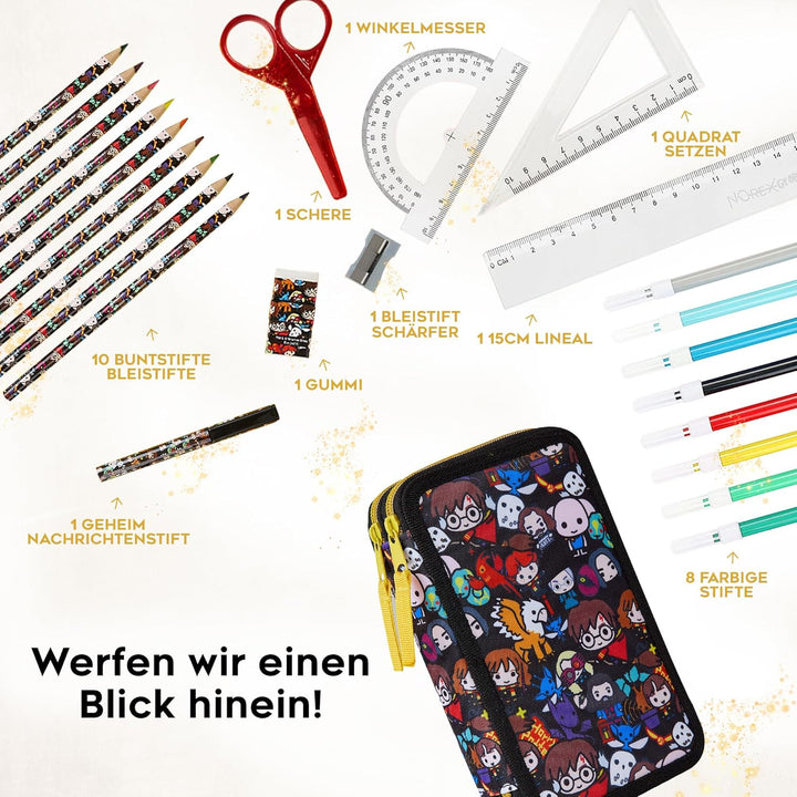 Harry Potter Federmäppchen, Kollektion von Schule Zubehör, Polyester Etui, 1 Stück Federpenal, 2-Fac