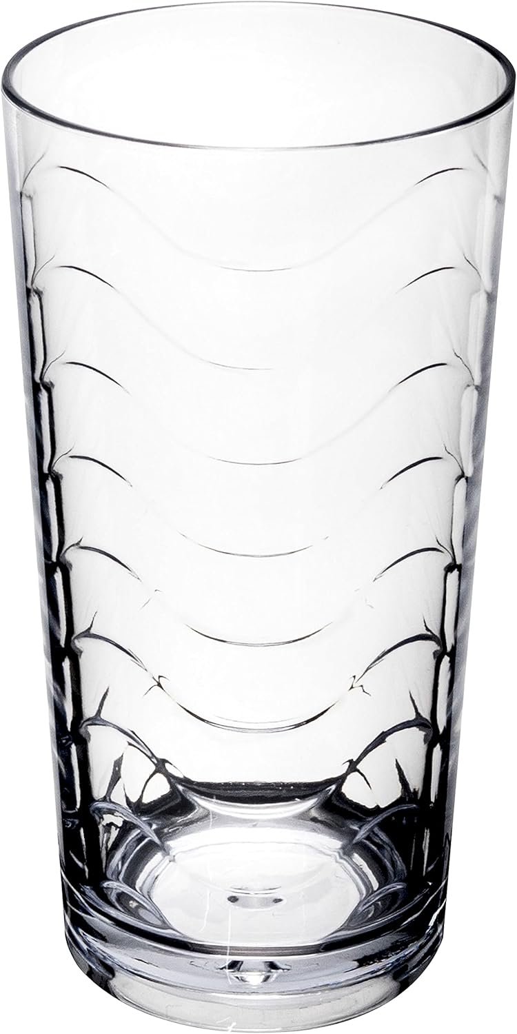 Melamin Geschirr Set 16 Teile elegante Steingut Optik in blau mit Wasserglas 260ml klar - für 4 Pers
