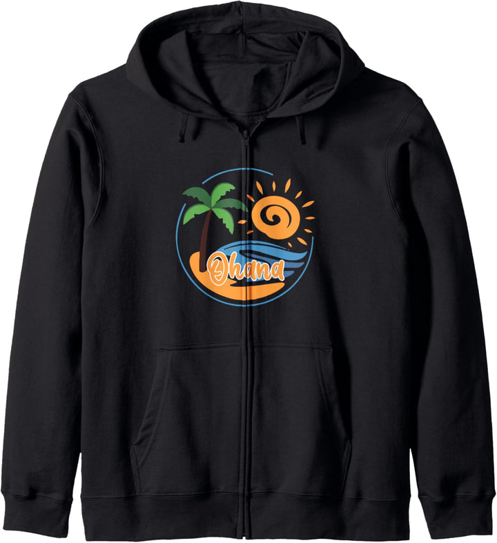 Retro Hawaii Ohana Tropisches Hawaiihemd für Damen und Herren Kapuzenjacke