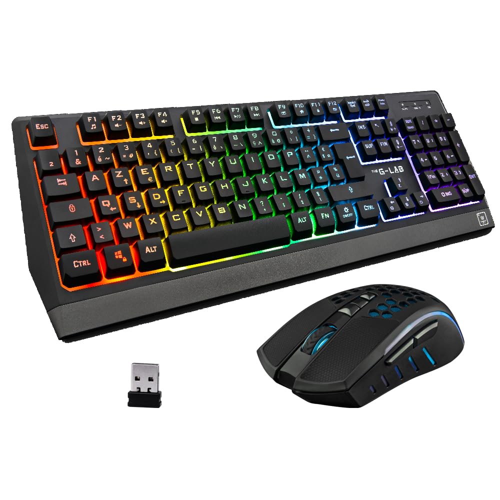 Pack Clavier - Souris Sans fil THE G-LAB Combo Tungsten (Noir)