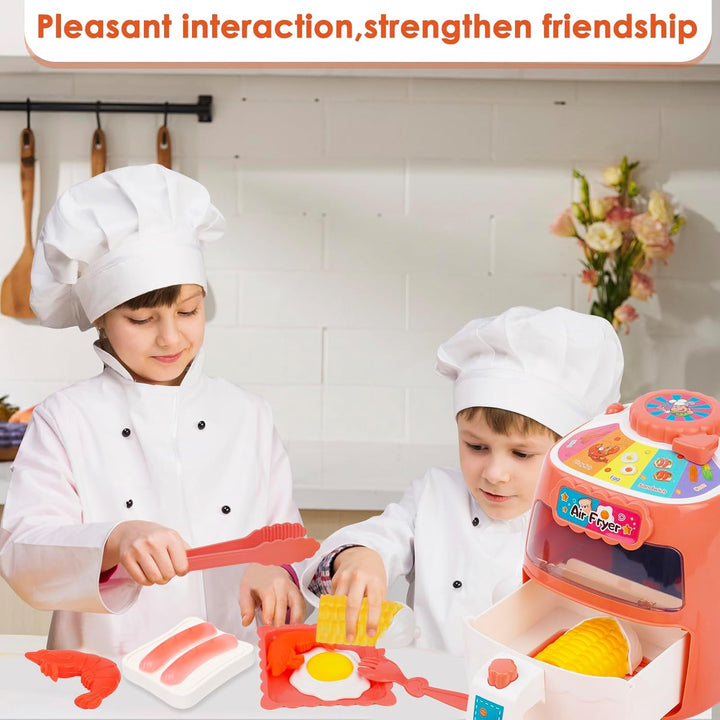 Heissluftfritteuse Spielzeug, Kinder Luftfritteusen Set, Pretend Play Air Fryer Spielzeug, Realistis