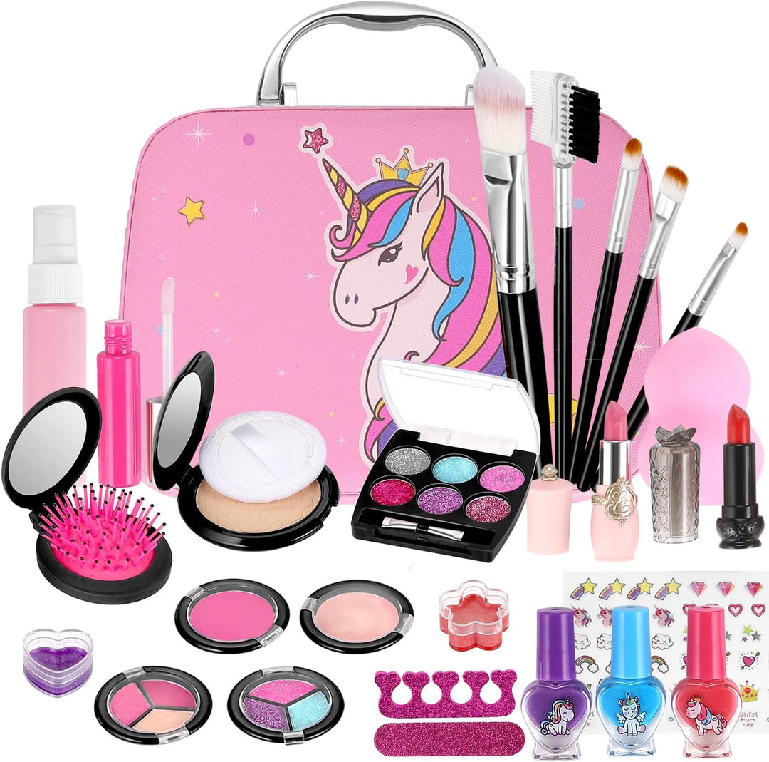 GAGAKU Kinderschminke Set Mädchen, 27PCS Waschbar Schminke Kinder Schminkkoffer Spielzeug Kindern Ma