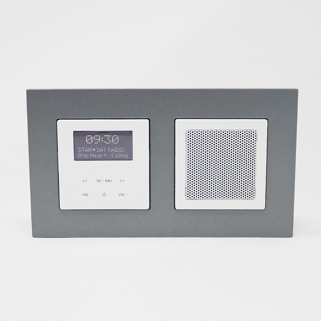 LOGIQ Unterputz Radio mit 2W RMS Lautsprecher, DAB+, UKW und Bluetooth, OLED-Display, Weck- und Slee