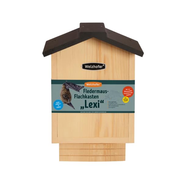 Welzhofer Fledermaus-Flachkasten Lexi, Fledermaushaus aus langlebigem Kiefernholz, geeignet für Zwer