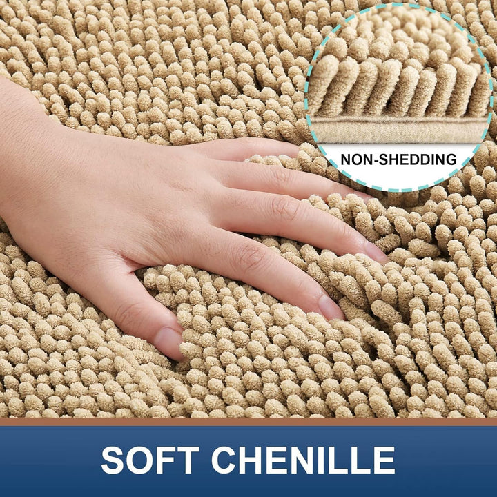 Homaxy rutschfeste Badematte Chenille Badezimmerteppich Mikrofaser Badteppich Saugfähige Hochflor Ba
