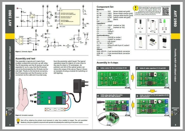 AVT1980 KIT DIY Näherungsschalter, Näherungssensor, elektronisches DIY Kit, Elektronik-Bastelkit, Üb