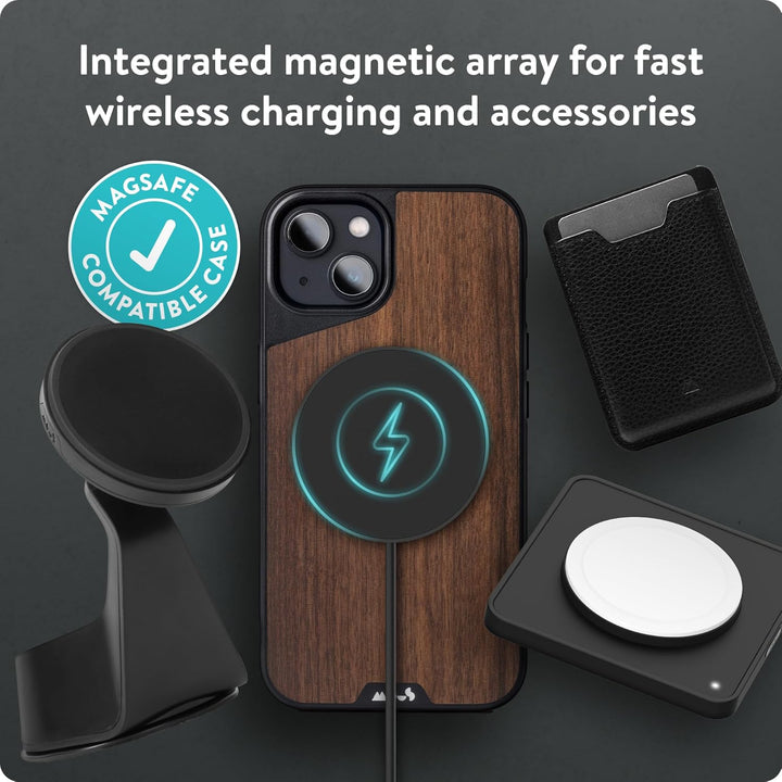 Mous - Hülle für iPhone 13 - Walnuss - Limitless 4.0 - Handyhülle iPhone 13 MagSafe-Kompatibel Case