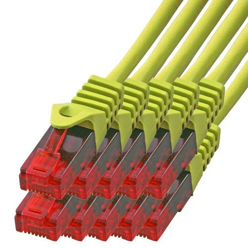 BIGtec - 10 Stück - 30m Gigabit Netzwerkkabel Patchkabel Ethernet LAN DSL Patch Kabel gelb (2x RJ-45